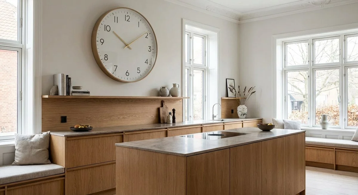 Salon avec horloge murale